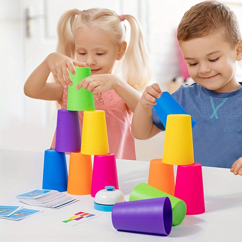 54 Kaarten, 12 Bekers, 1 Bel Spelset | Stapelspel, Interactief Tafelspel, Ideaal Cadeau