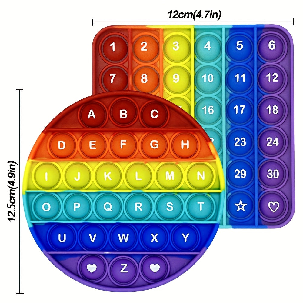 2-in-1 Cijfers & Letters Fidget Toys | Educatief Bubbelspel voor Peuters (Vierkant + Cirkel)
