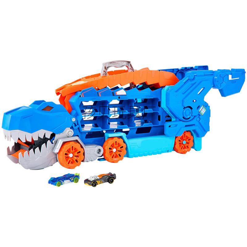 Dinosaurus Transporttruck met Racebanen 3-in-1 speelset met autotransport, opslag en racebanen | Dynamisch speelgoed voor kinderen