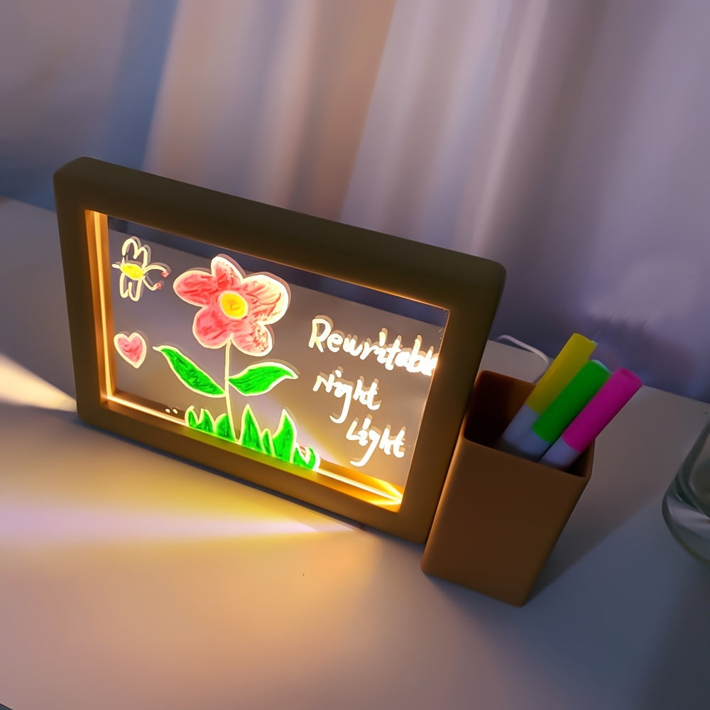 USB-Aangedreven 3D LED Nachtlampje | Herschrijftbaar Berichtbord, Perfect voor Cadeaus