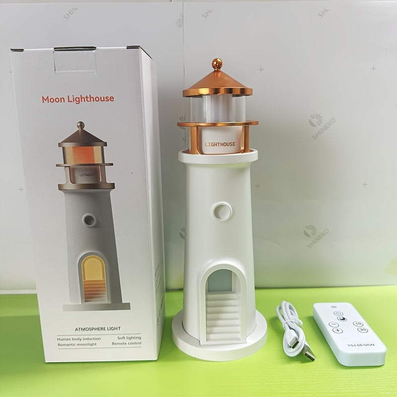 LED Nachtlamp Vuurtoren | Oplaadbaar met Afstandsbediening & Maanprojectie