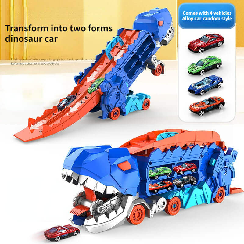 Dinosaurus Transporttruck met Racebanen 3-in-1 speelset met autotransport, opslag en racebanen | Dynamisch speelgoed voor kinderen