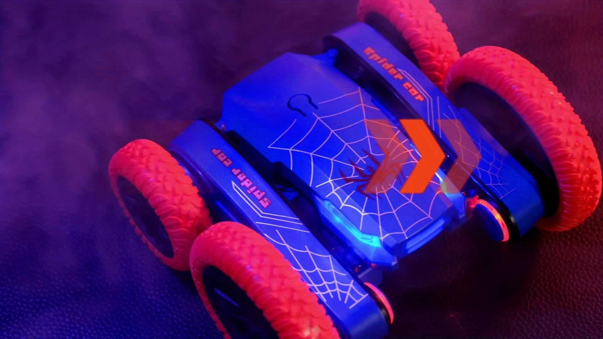 Afstandsbediening auto - Dubbelzijdige mini RC stuntauto, 360° roterende 4WD off-road RC auto met koplampen, 2,4 GHz oplaadbare speelgoedauto voor jongens van 4-7 en 8-12 jaar, ideaal als cadeau voor verjaardag en kerst.