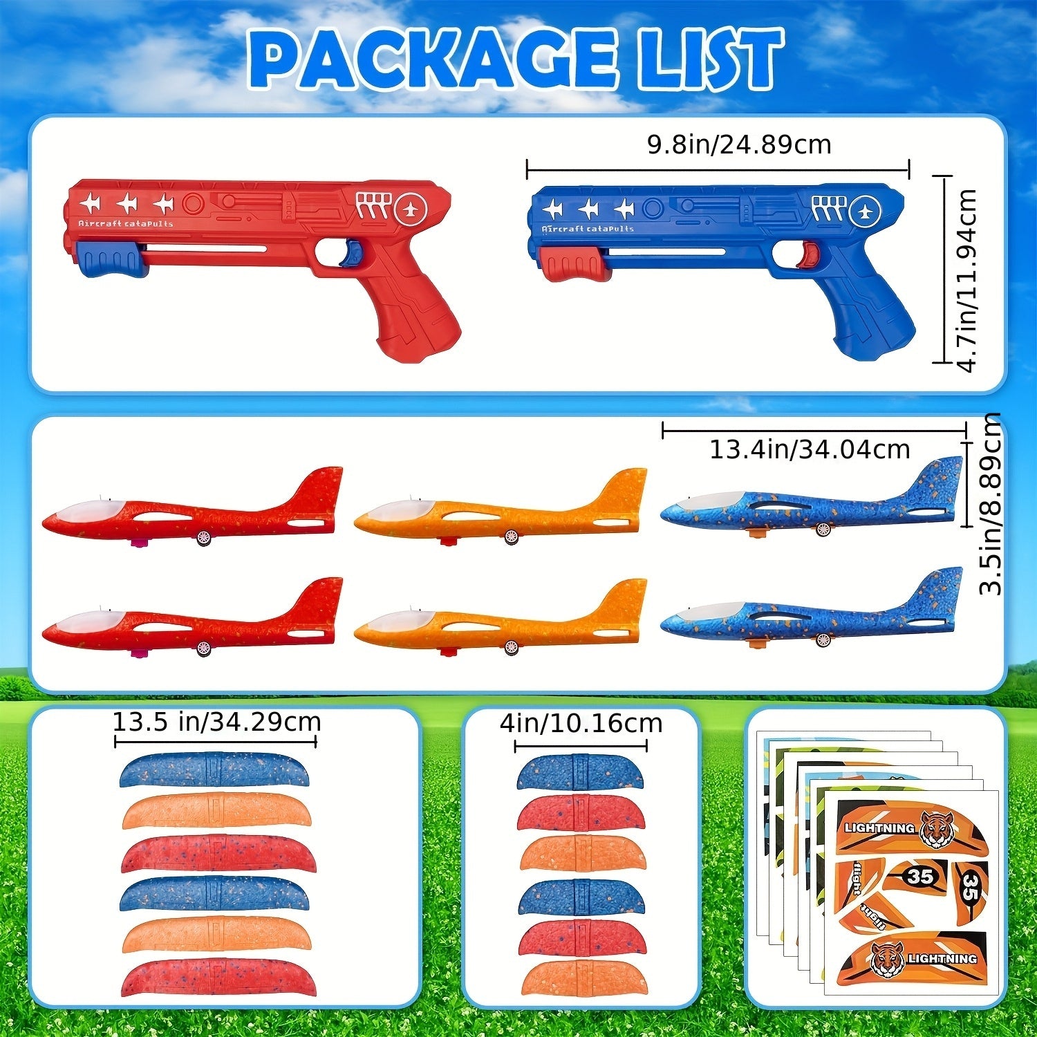 3/6 Stuks Vliegtuig Lanceerspeelgoed met Stickers – Interactief Vliegplezier voor Buiten, Cadeau voor Kinderen 3-12 Jaar