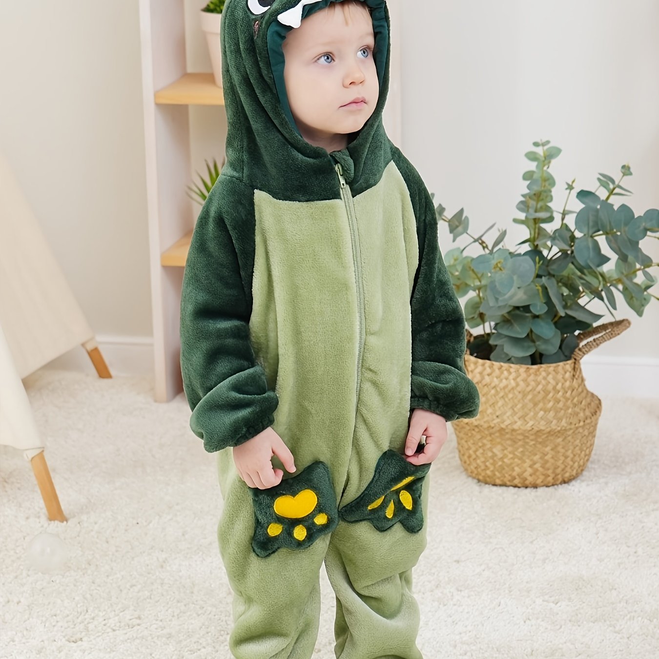 Kinder Dinosaurus Onesie Pyjama – Comfortabele Hooded Jumpsuit met Lange Mouwen