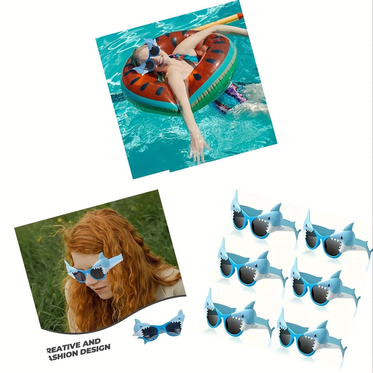 6x Haai-Thema Zonnebrillen – Leuke Strand & Pool Party Accessoires | Duurzaam PC-materiaal