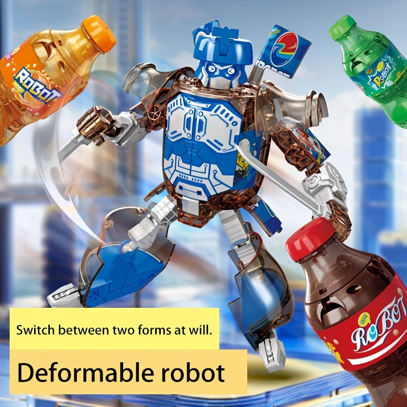 Transformeerbare Frisdrankblik Robot | Interactief Speelgoedfiguur | Duurzaam ABS | Tafeldisplay Robot voor Kinderen 14+ Jaar