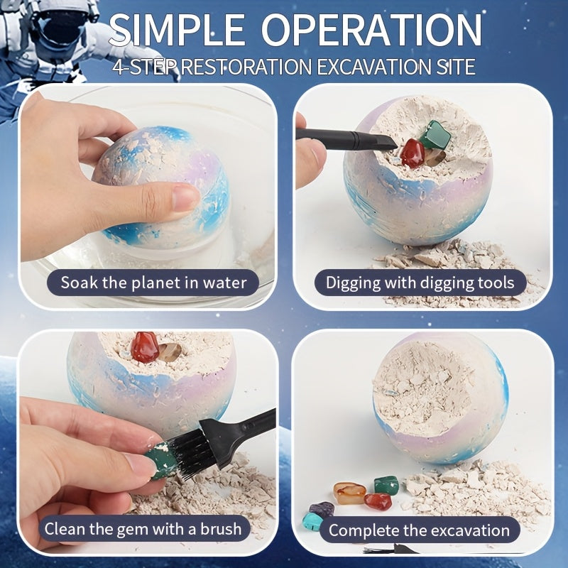 8-Planeten Opgravingskit – STEM Speelgoed met 25+ Edelstenen | Educatief Cadeau voor Kinderen 6–10 Jaar