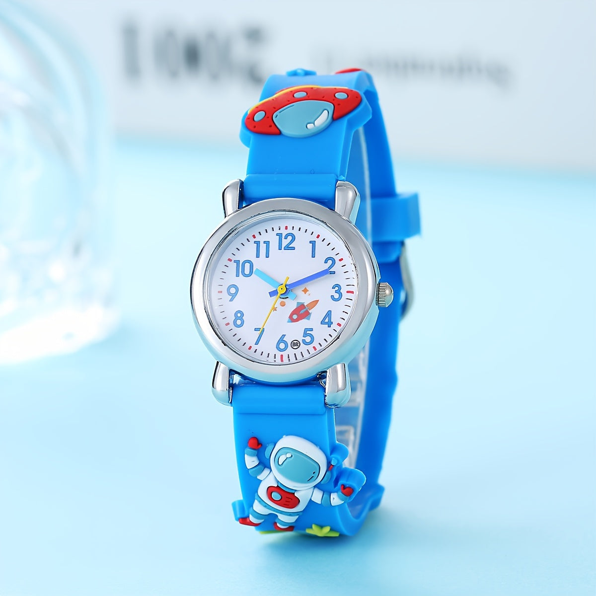 Kinderen Quartz Horloge | Astronaut & UFO Design met Zachte Silicone Band – Blauw