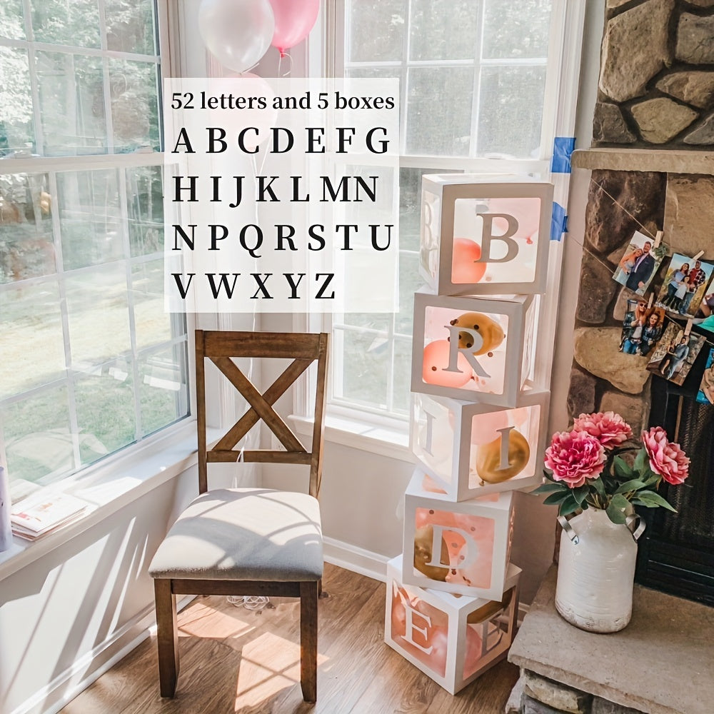 5-Pack Aanpasbare Letterballon Dozen | Papieren Blokkendoos Kit Dubbele Alfabetset (A-Z) voor Gepersonaliseerde Feestdecoraties