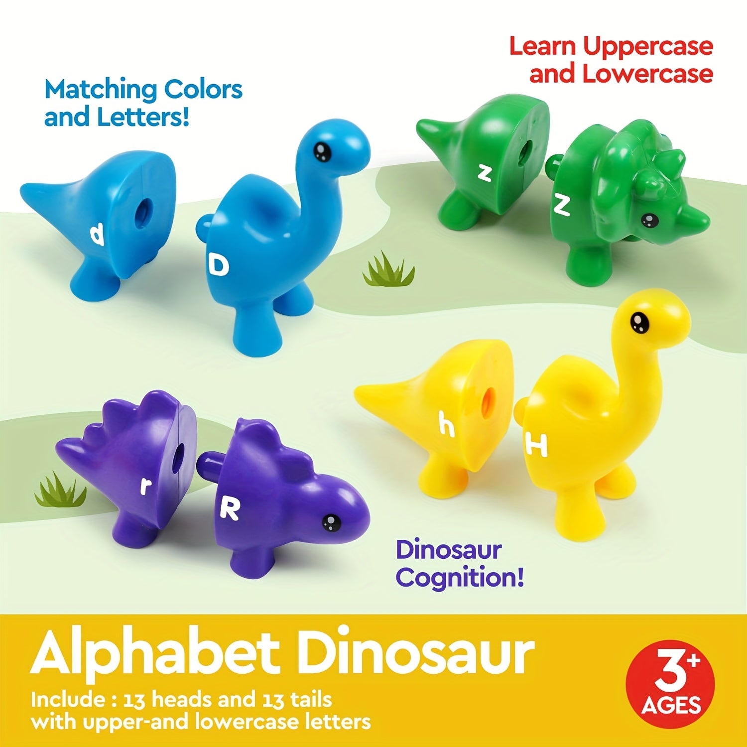Dinosaur letter matching toys en number matching toys voor kinderen – kleurrijk educatief speelgoed om letters en cijfers te leren.