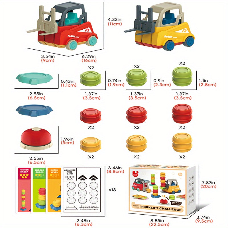 Constructie vorkheftruck spel|Educatief bouwvoertuig – veilig ABS materiaal