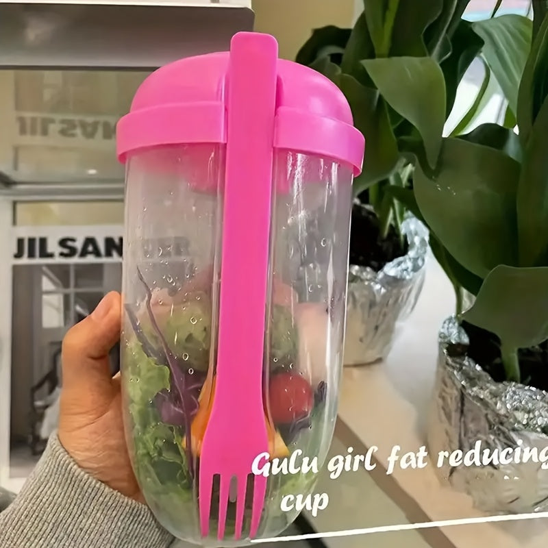 3 Stuks Saladebeker To Go Met Vork en Dressingbakje - 1000ml Gezonde Lunch Shaker Voor Onderweg