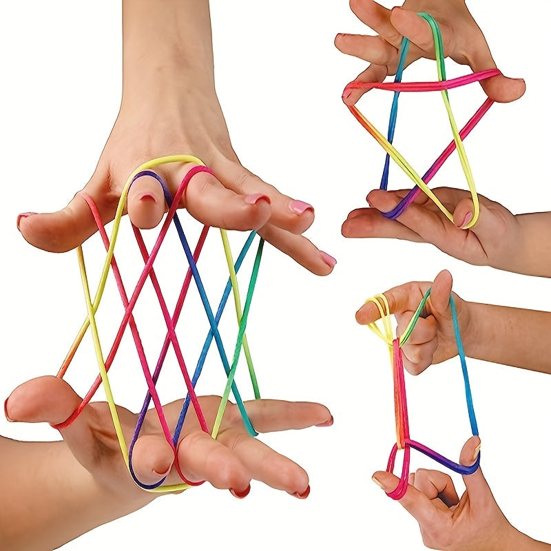 Educatief Regenboog Touw Speelgoed | Vinger Spel & Wetenschappelijk Spel | Leuk voor Kinderen & Volwassenen (2-Pack)