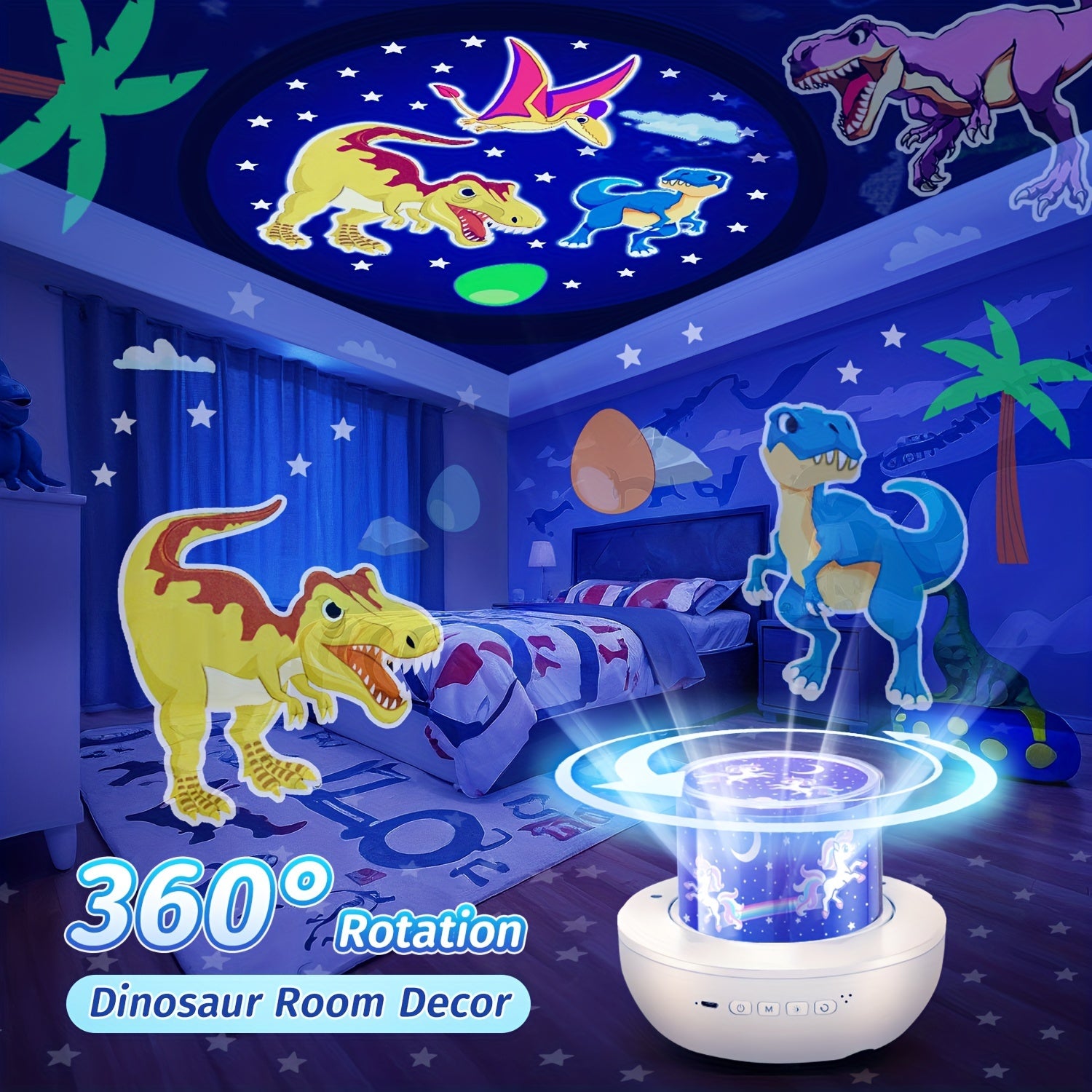 360° draaibare sterrenprojector nachtlamp | 15 films, 7 kleuren projector met muziekspeaker en afstandsbedieningstimer