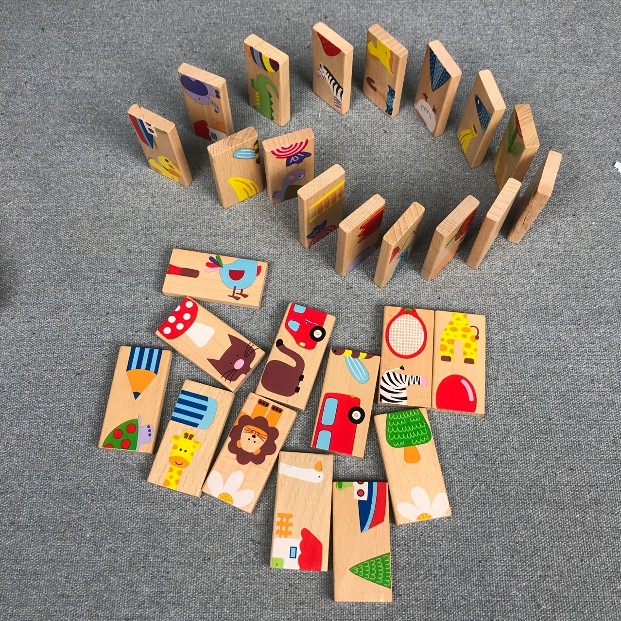28-delige Dieren Domino Set | Houten Educatief Spel voor Kinderen, Feestdagencadeau