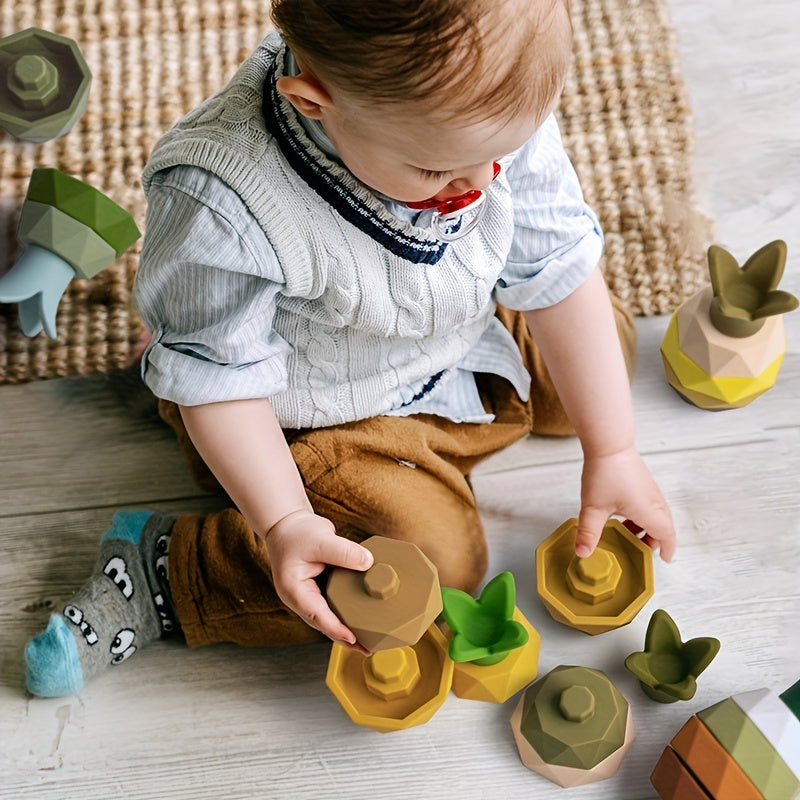 Siliconen Stapel Speelgoed | BPA-vrije Baby Bouwblokken | Bijtspeeltjes & Educatief Cadeau voor Halloween, Kerst & Thanksgiving
