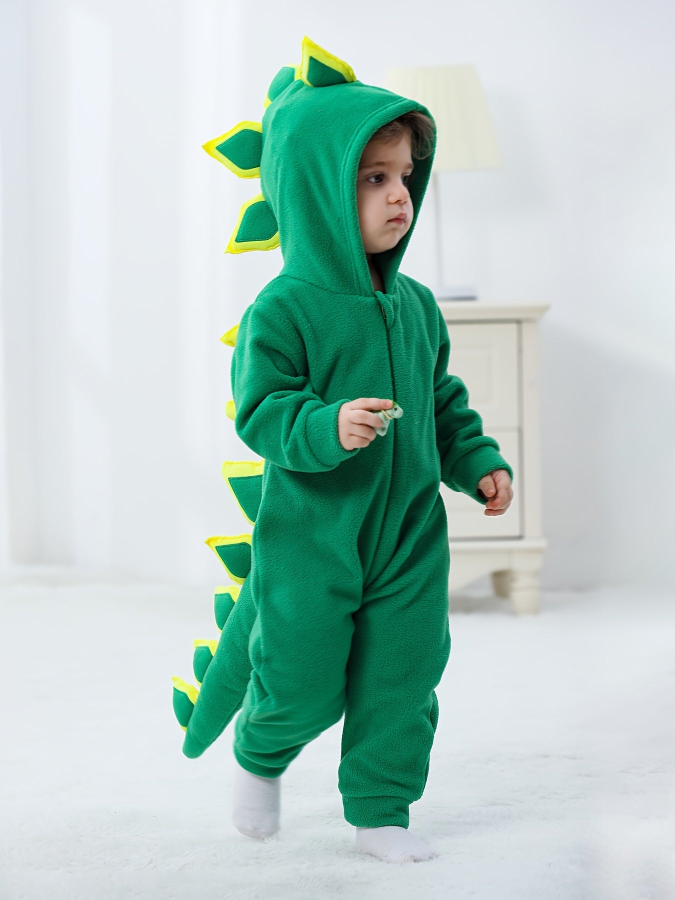 Dinosaurus Kaptrui Jumpsuit | Baby's Warme Romper, Perfect voor Fotografie