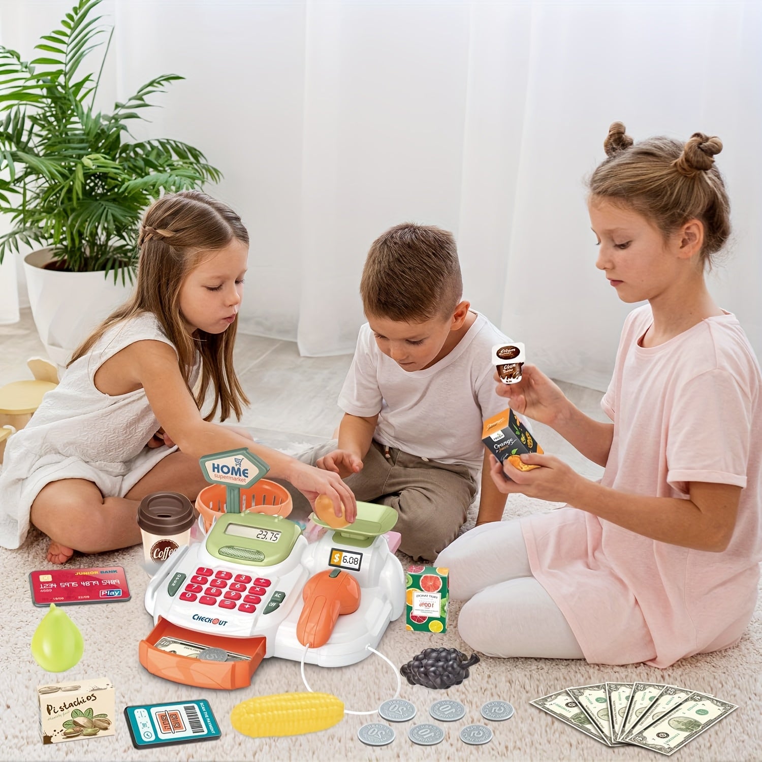 Kassa Supermarkt Speelset voor Kinderen | Interactieve Winkel met Scanner, Mandje en Nepgeld – Educatief Rollenspel Speelgoed