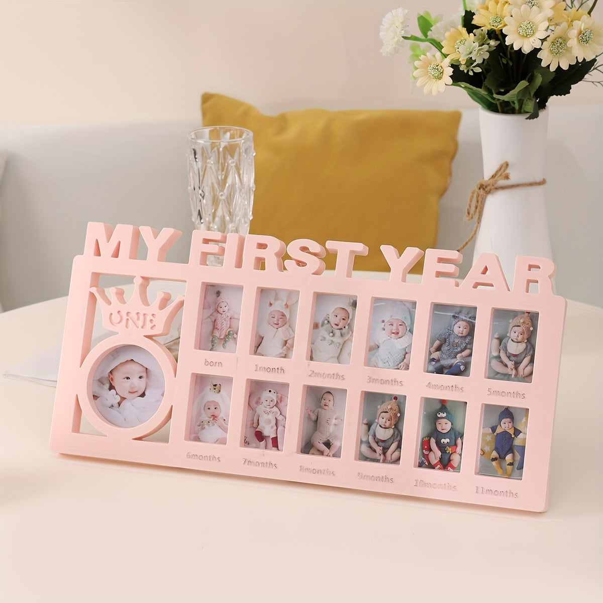 Herinneringenbewaarlijst Fotolijst - Gepersonaliseerd Doe-Het-Zelf Tafelblad Display voor Herinneringen aan je Pasgeboren Baby met Makkelijk Foto-invoeg Geschenkidee
