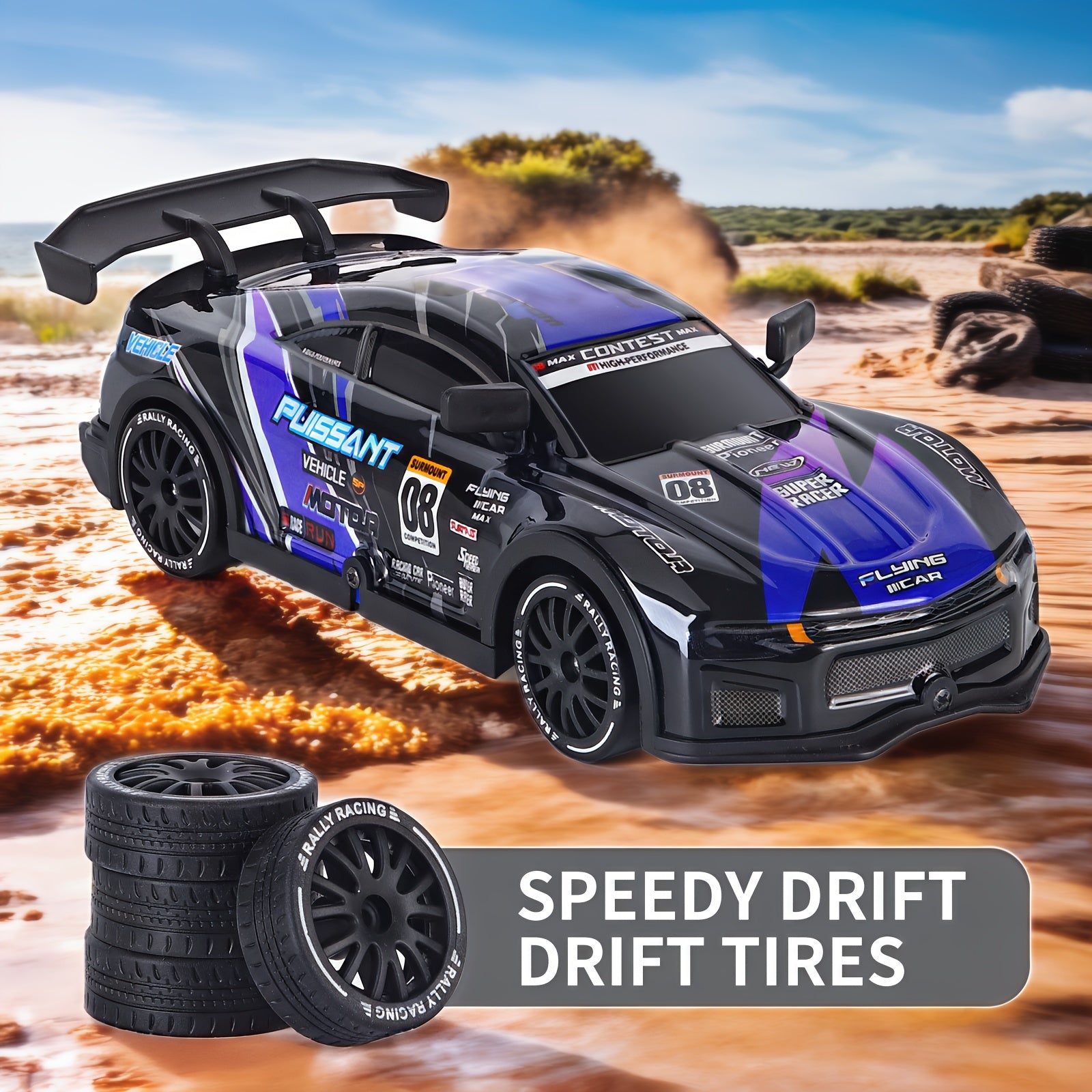 Hoogsnelheids RC Driftauto met Knipperende LED-lampjes – Driftmodus, USB-oplaadbare Li-Po Batterij, Stevig Chassis – Racen voor Kinderen en Volwassenen