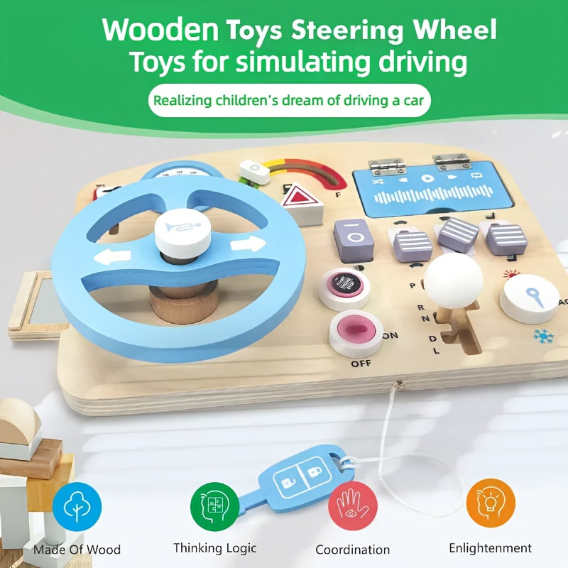 Houten Busy Board met Stuur | Educatief Speelgoed voor Jongens en Meisjes