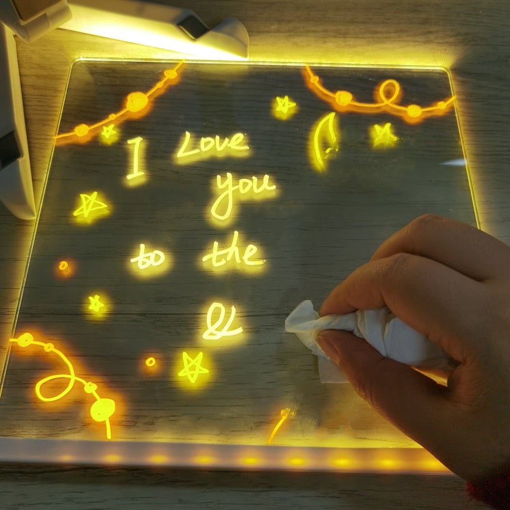 LED notitiebord met kleuren | Helder acryl droog uitwisbord met licht Voor kinderen en volwassenen