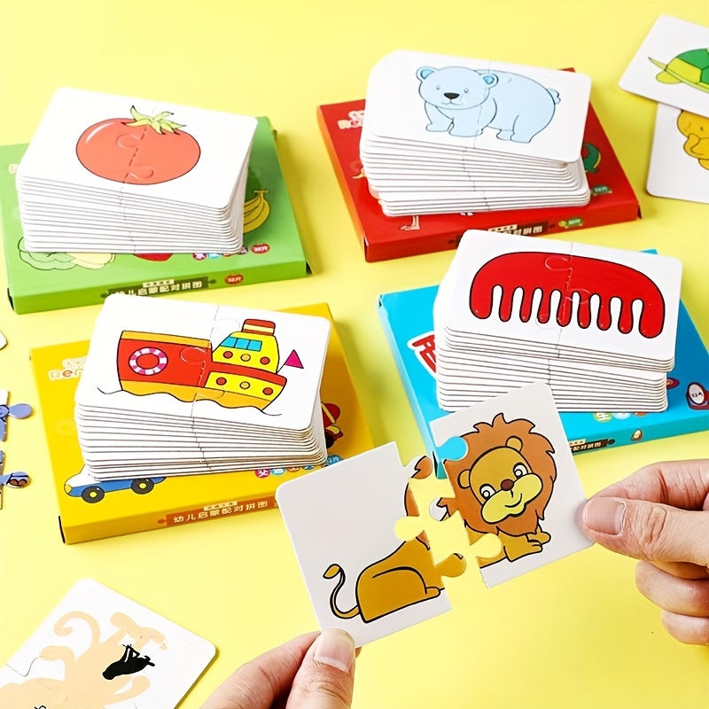 Educatieve Puzzelkaarten Set | Jigsaw Matching Game | Cognitieve Ontwikkeling | Geen Batterijen Nodig | Papier