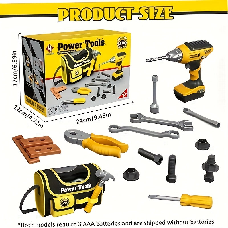 Kindergereedschapsset|Met boormachine & tas – rollenspel voor jongens