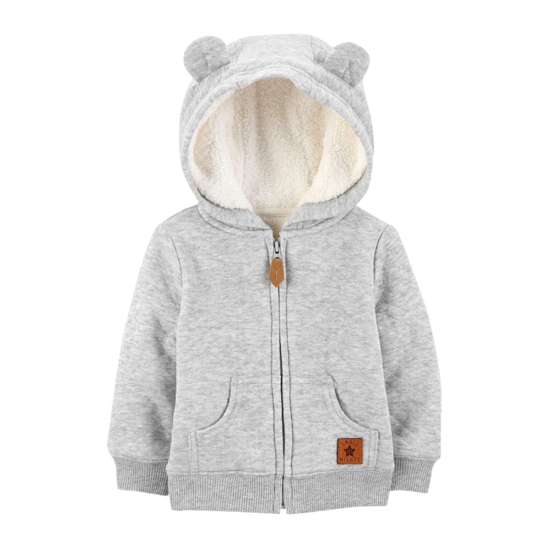 Baby Gevoerde Sweaterjas met Sherpa Voering | Kinder Hoodie Met Kleine Oortjes Outfit Set