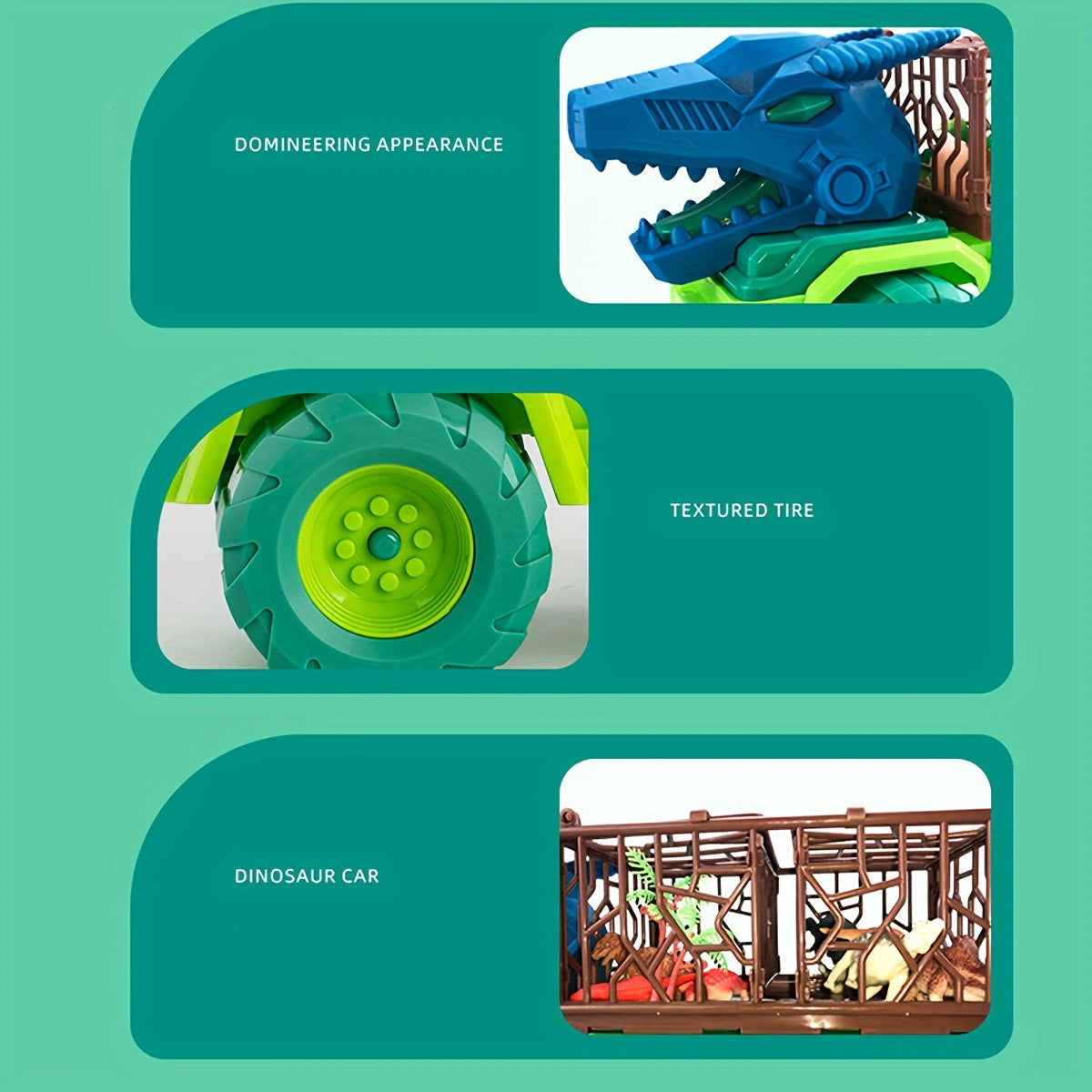 Dinosaurus Transporter Truck Speelgoed Set, 14-delige T-Rex Vrachtwagen met Educatief Speeltijd, Verjaardags- & Kerstcadeau voor Kinderen van 3-6 Jaar