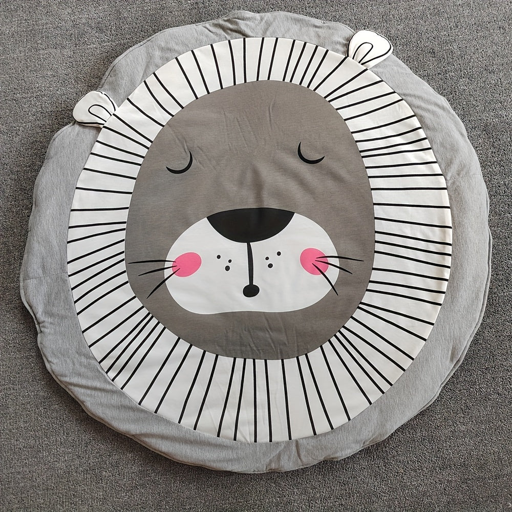 3D dierenvormige ronde kruipmat | Babykleed met verdikte katoenen voering, afneembaar met rits, perfect voor kinderkamerdecoratie