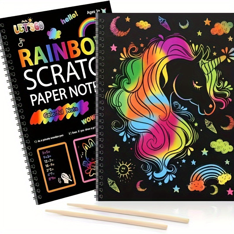 Regenboog Krasblok Set | 12 vellen knutselpapier voor tekenen & feestjes (3-12 jaar)