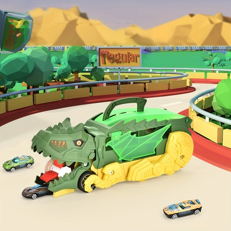 Dinosaurus Truck Speelset | T-Rex Auto Eet Speelgoed met 6 Mini Auto's | Metaal en Kunststof | Verjaardag, Halloween of Kerstcadeau