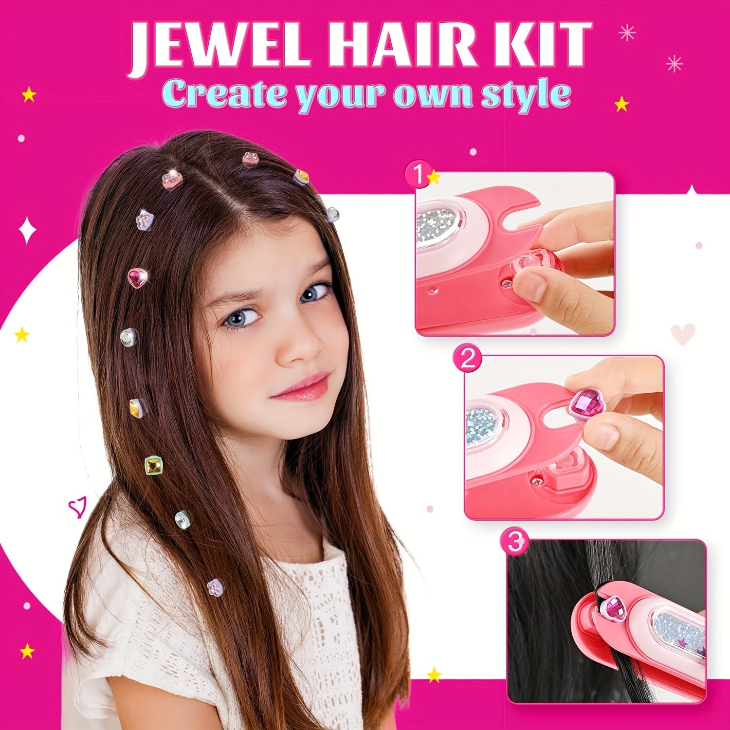 Haarstempel voor Meisjes - Haarjuwelen Set met Herbruikbare Diamanten, Creatieve Haarstyling Tool, Verjaardagscadeau