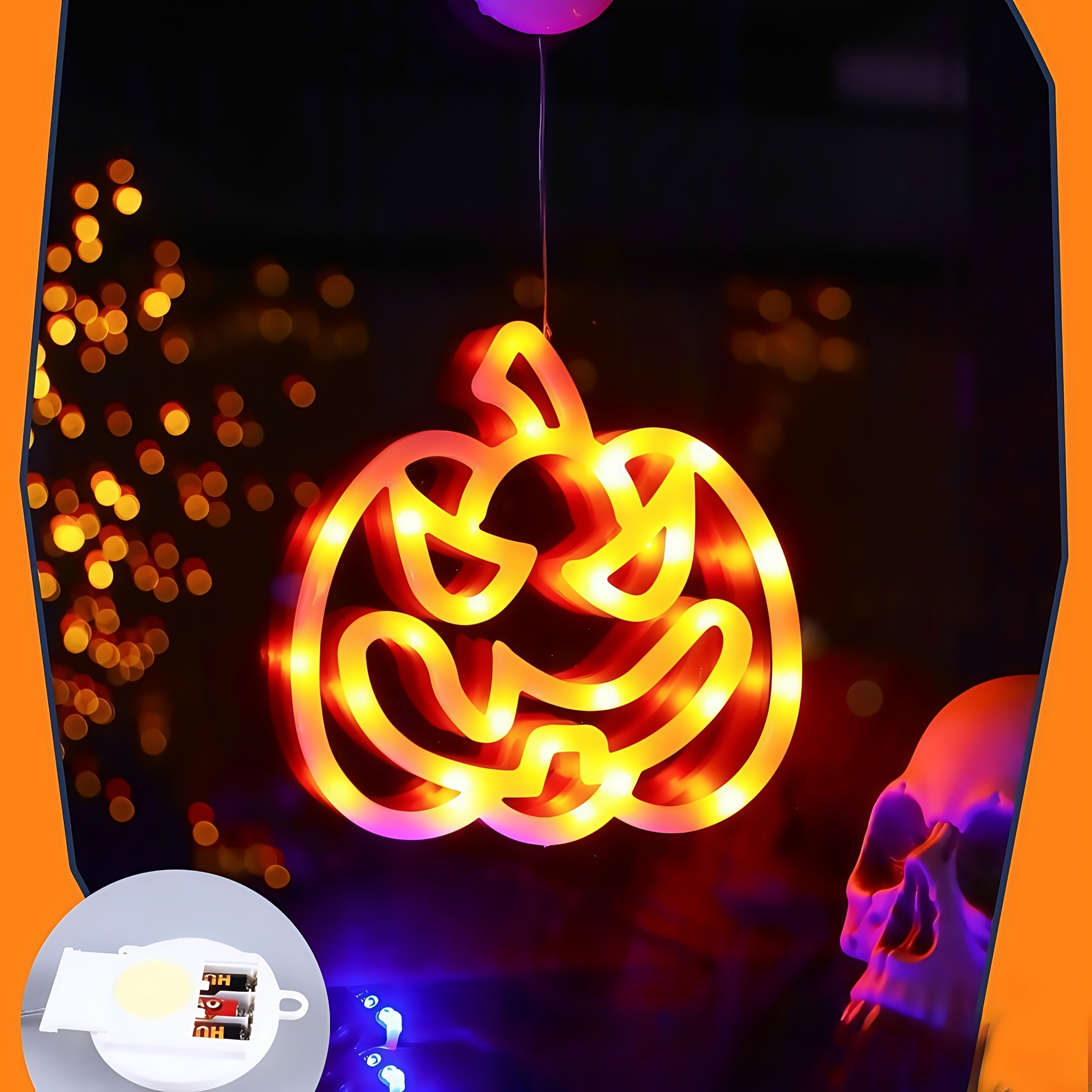 3 stuks Halloween LED lichtsnoer | Pompoen, huis & hoed decoratie, batterijen aangedreven