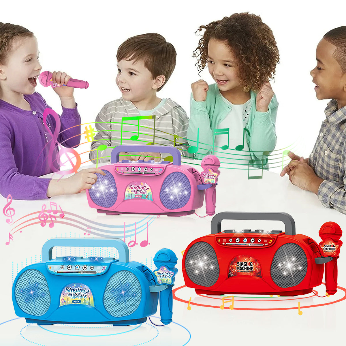 Zingende Ster Karaoke Microfoon Set met Lichteffecten | Educatief Muziekinstrument Speelgoed van ABS-Materiaal, Voor Leeftijd 3+, Beschikbaar in Rood, Blauw, Roze