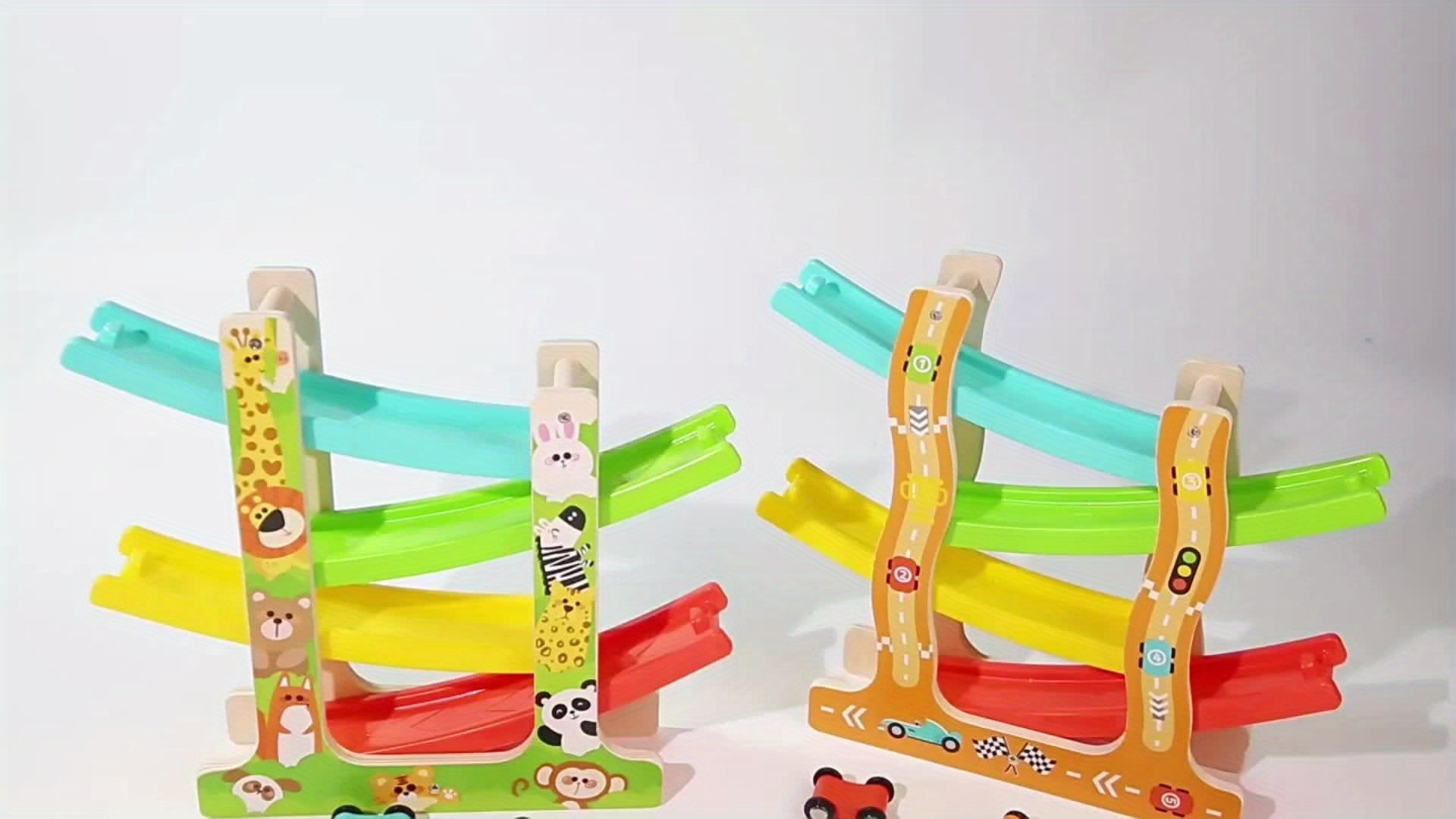 Houten Racebaan Set met Glijauto's | Educatief Speelgoed voor Ruimtelijk Inzicht & Oog-Hand Coördinatie Training Kerstcadeau voor 3+ Jaar