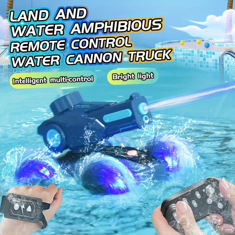 RC Auto's 360° Rotatie - Vierwielaandrijving Water Spray Amfibische Auto met Waterkanon, Gesture Sensing, LED Licht, 2.4GHz Afstandsbediening - Speelgoed voor Jongens & Meisjes, Verjaardagscadeau