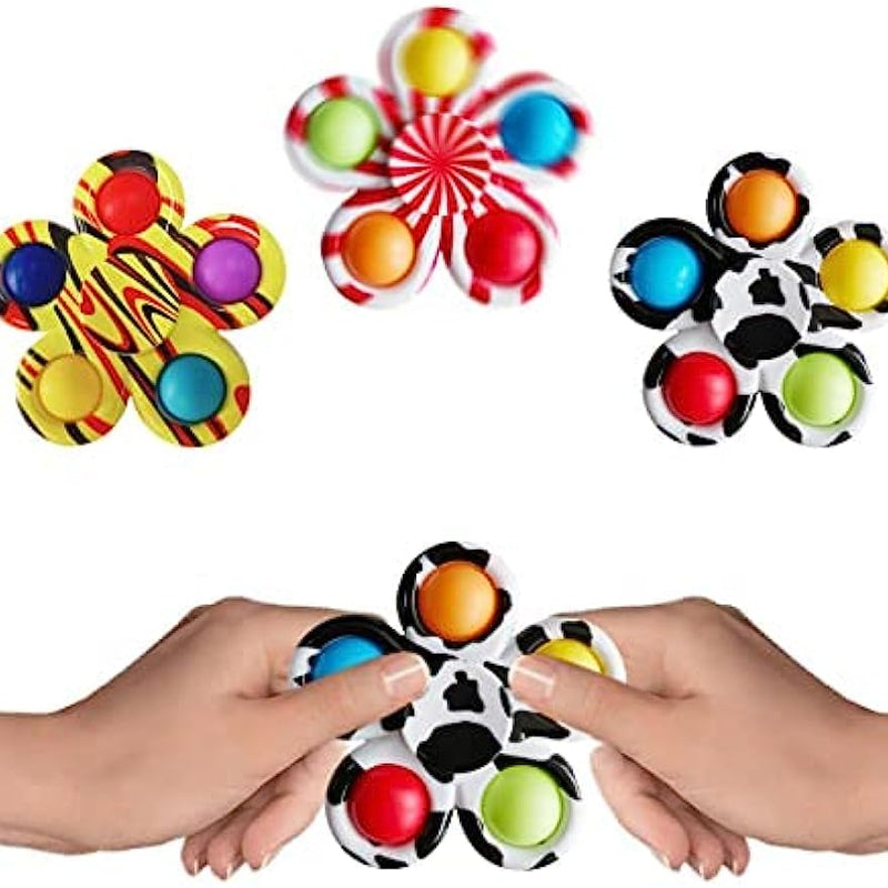 12 Pack Pop Bubbles Simple Dimple Fidget Spinners for Party Favors, Hand Tips Bulk Toys for Classroom Prizes, Halloween Christmas Valentine'S Day Gifts Kids Goody Bag Sock Fillers