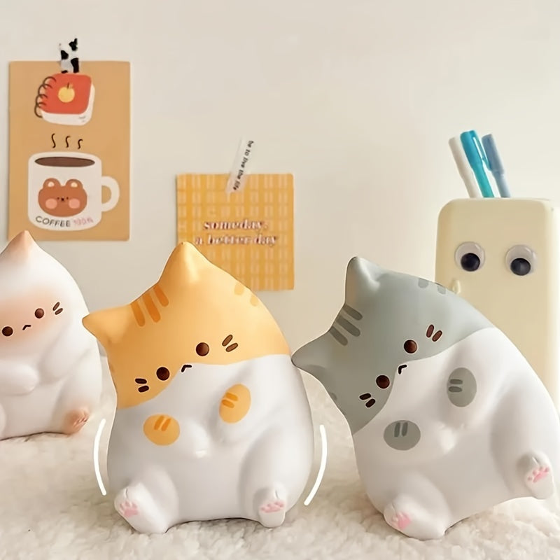 Cartoon Kat Knijp Speelgoed | Zacht PU Fidget Speelgoed met Langzame Terugkaatsing en Gemengde Kleuren voor Kinderen en Volwassenen