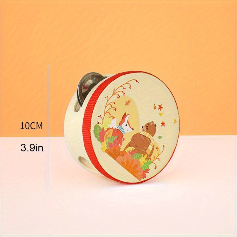 Sound Adventure | Orff Houten Tambourine | Leuke Cartoon Handtrommel voor Vroeg Leren, Peuter Educatief Speelgoed