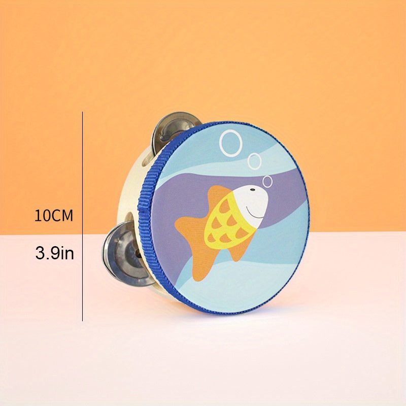 Sound Adventure | Orff Houten Tambourine | Leuke Cartoon Handtrommel voor Vroeg Leren, Peuter Educatief Speelgoed