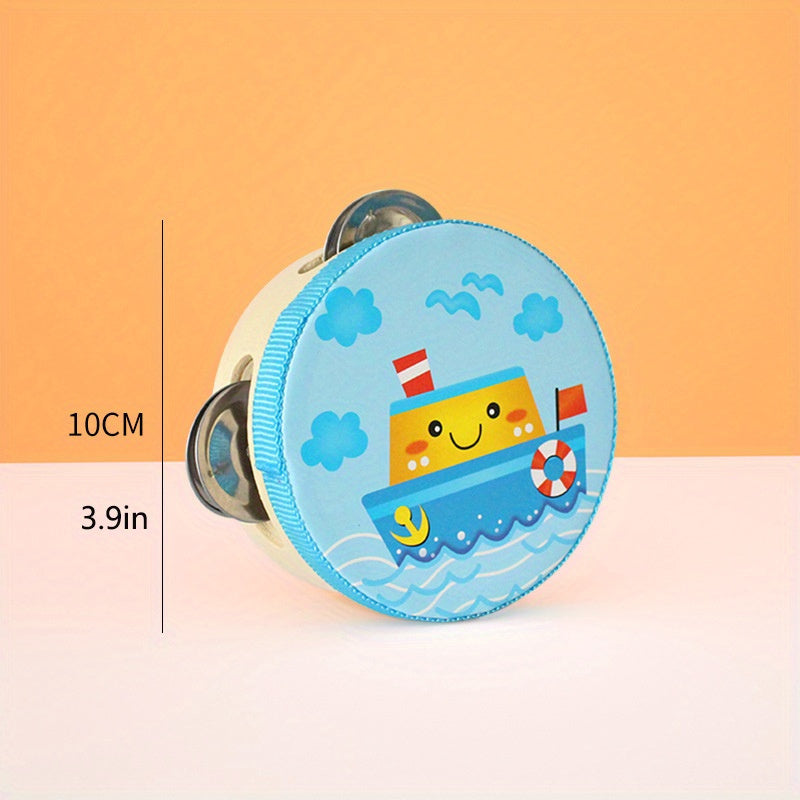 Sound Adventure | Orff Houten Tambourine | Leuke Cartoon Handtrommel voor Vroeg Leren, Peuter Educatief Speelgoed