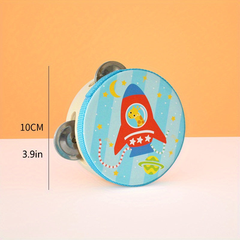 Sound Adventure | Orff Houten Tambourine | Leuke Cartoon Handtrommel voor Vroeg Leren, Peuter Educatief Speelgoed