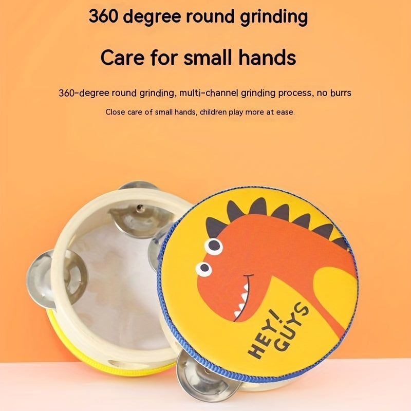 Sound Adventure | Orff Houten Tambourine | Leuke Cartoon Handtrommel voor Vroeg Leren, Peuter Educatief Speelgoed
