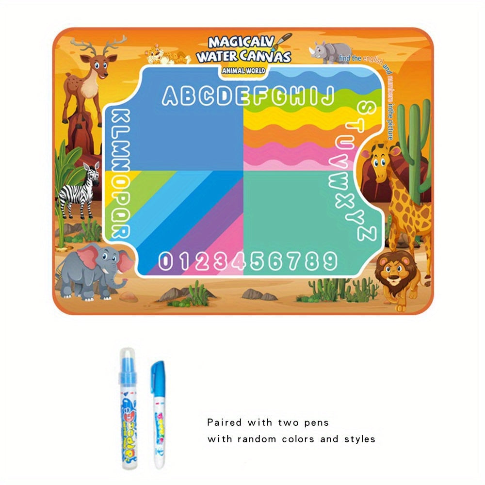 Herbruikbare Magische Doodle Mat en Waterteken Canvas | Rommelvrij Kunstschilderen Wasbaar Tekenbord met Alfabet en Cijfers voor Kinderen van 3-8 Jaar