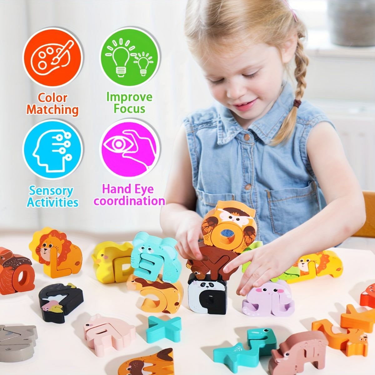 52-delige Houten Alfabet- en Dierenpuzzelset | Educatief voor Kinderen (3-6 Jaar)