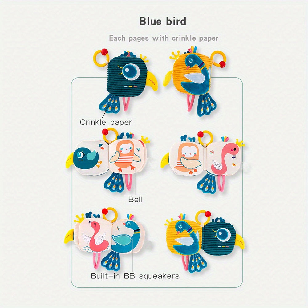 Interactief Kinder Stoffen Boek met Hanglus | Leuke Dierenvachten, Geluid & Textuur Puzzel Speelgoed voor Vroeg Leren