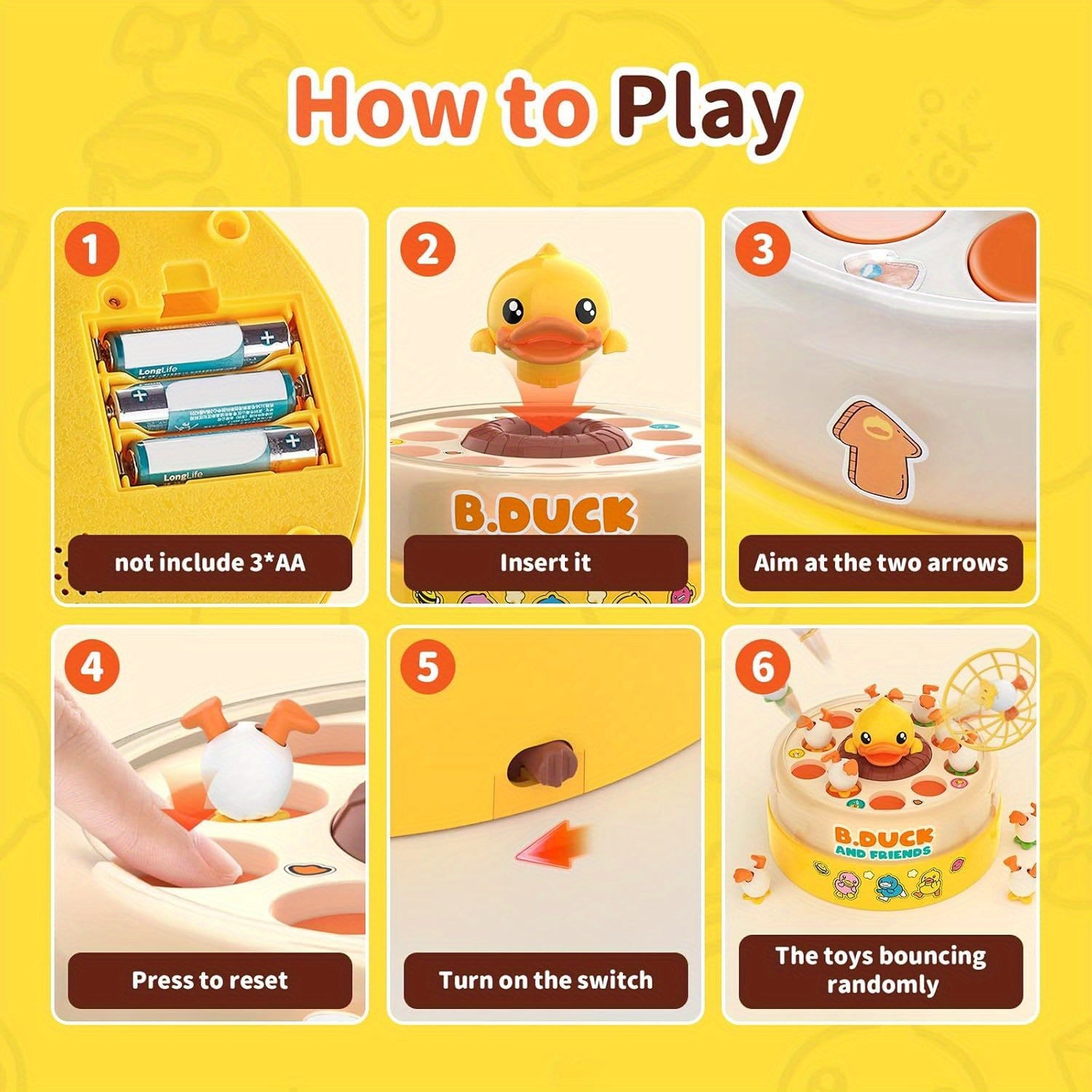 B.Duck Muzikaal Eendenspel | Interactief Vangspel met Licht & Geluid | Cadeau voor Kinderen 4-12 Jaar